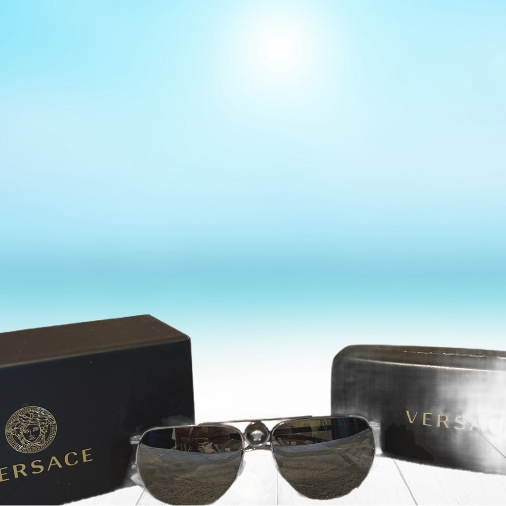 Versace Gunmetal Pilot Aviator Sunglasses